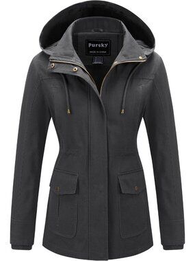Women's Grey Cotton Anorak Lightweight Casual Military Safari Jackets